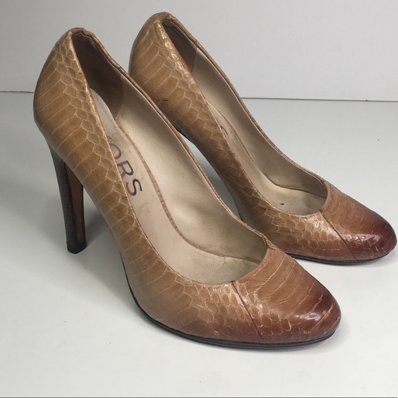 Michael Kors Snake Skin Heels Pumps Ombre Tan 8 - Picture 2 of 9